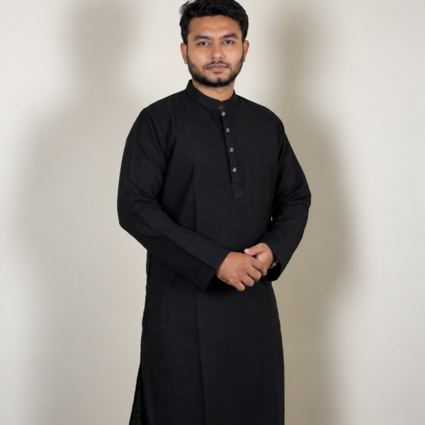 ব্ল্যাক কালার প্রিমিয়াম স্ট্রাইপ খাদি পাঞ্জাবি